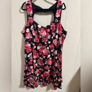 Torrid Floral Sleeveless Dress - Pink and Black vintage style plus 24 3x